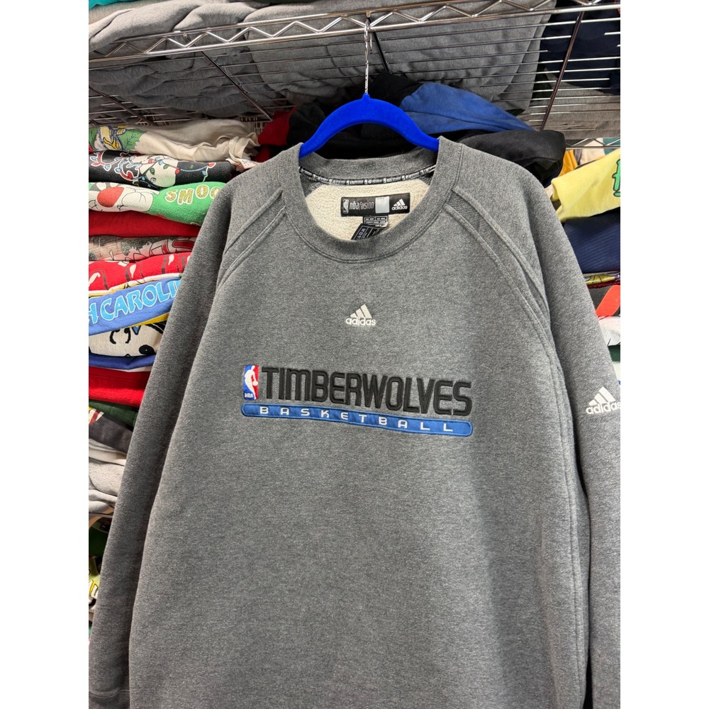 Adidas NBA Fusion Minnesota Timberwolves Sweatshirt Mens XL Tall Gray embroider